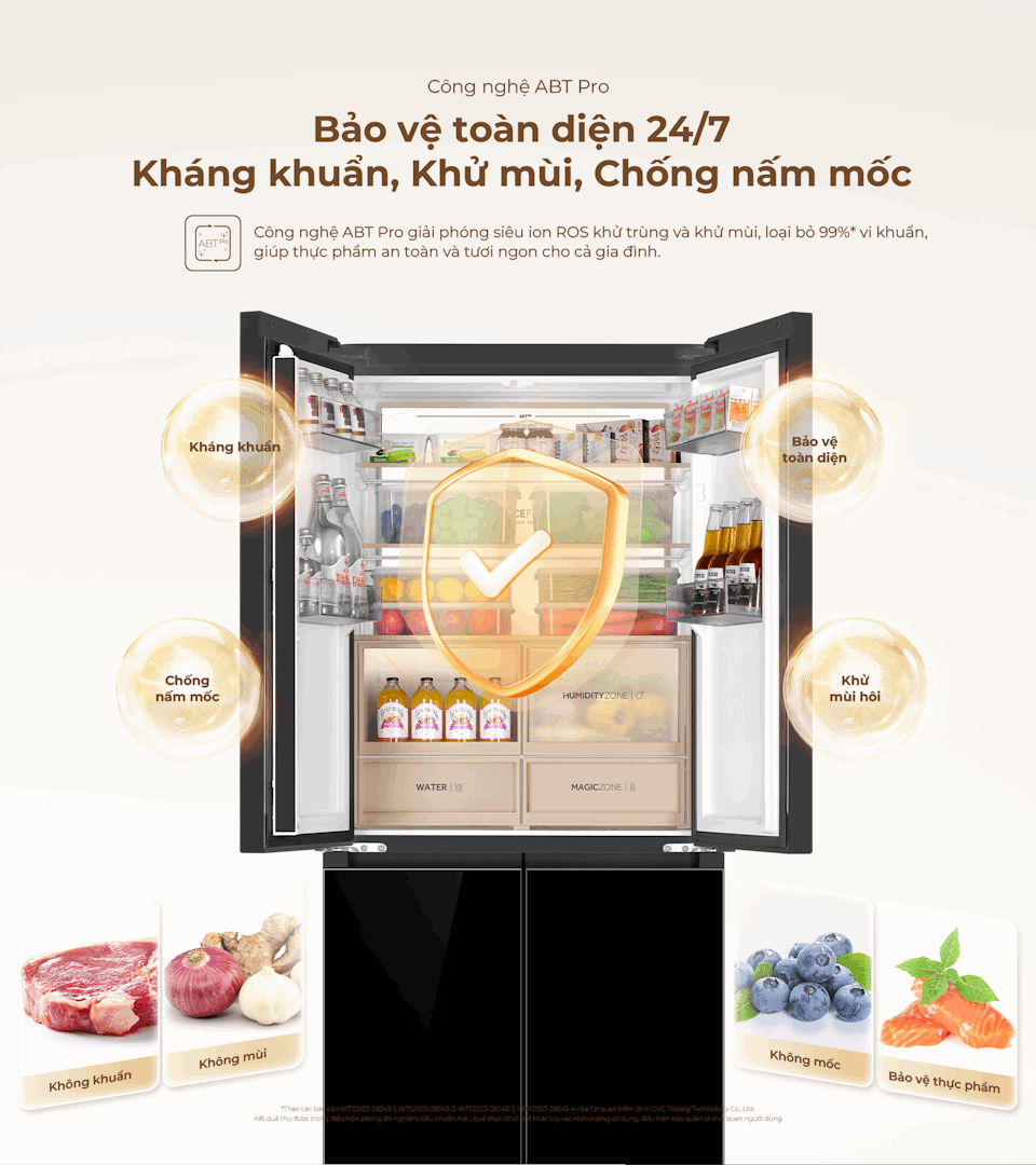 Công nghệ ABT Pro khử mùi và diệt khuẩn mạnh mẽ